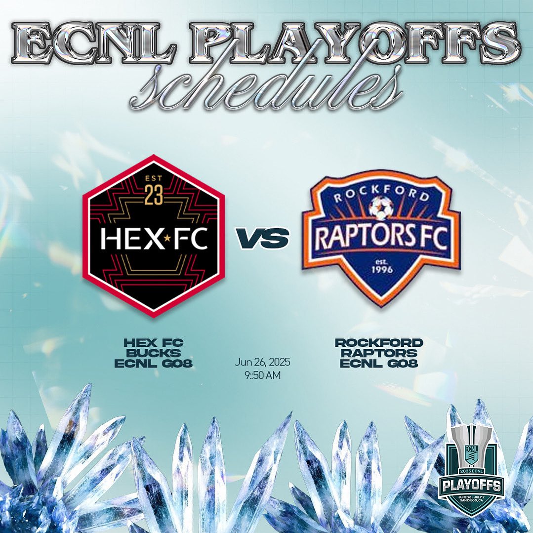 HEX FC (@hexfc23) on Twitter photo The battles begin⚔️ @ecnlgirls
Playoffs Day 1 vs <a href="/RRaptorsfc/">RockfordRaptorsfc</a> for the 2008 Girls in San Diego tomorrow morning⚫️🔴 #HEXnation #TheFightinHex The battles begin⚔️ @ecnlgirls
Playoffs Day 1 vs <a href="/RRaptorsfc/">RockfordRaptorsfc</a> for the 2008 Girls in San Diego tomorrow morning⚫️🔴 #HEXnation #TheFightinHex