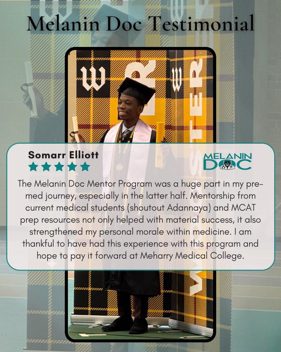 MelaninDocTweet's tweet image. From mentee ➡️ future MD/PhD 🎓
Somarr went from MCAT prep with Melanin Doc to Meharry Med School!
This is why we mentor. This is the mission. 💚🧠
#MelaninDoc #BlackDoctors #FutureMDPhD #FromMentoredToMentor #ChangingTheFaceOfMedicine