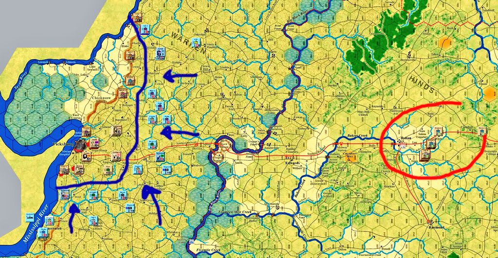 SanchoMateos's tweet image. Seguimos avanzando en la interesante campaña del #ThunderOnTheMississippi...turno 25 y las tropas Federales logran sitiar Vicksburg..comienza el asedio!! Los Confederados tienen sus esperanzas en el ejército de socorro de Johnston @MultiManPub @Velezwargamecon #gcacwspaintour