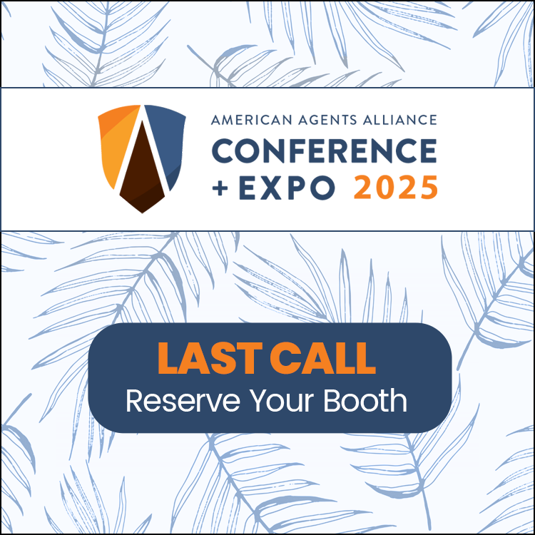 🚨 LAST CALL: Booths Almost Gone 🚨

We expanded the trade show floor at the 2025 American Agents Alliance Conference &amp; Expo and we’re nearly sold out again!  This is your last chance to engage thousands of insurance professionals this September.

ow.ly/SI4X50Wgtv1