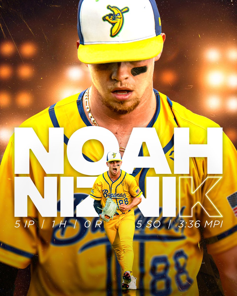 Banana Ball (@bananaball_) on Twitter photo Noah Niznik becomes the SECOND pitcher to EVER win Player of the Week 👀
With FIVE strikeouts in FIVE innings pitched and ZERO runs allowed, <a href="/nizzyy_7/">Noah Niznik™</a> was LIGHTS OUT in Savannah this weekend 🔒 Noah Niznik becomes the SECOND pitcher to EVER win Player of the Week 👀
With FIVE strikeouts in FIVE innings pitched and ZERO runs allowed, <a href="/nizzyy_7/">Noah Niznik™</a> was LIGHTS OUT in Savannah this weekend 🔒
