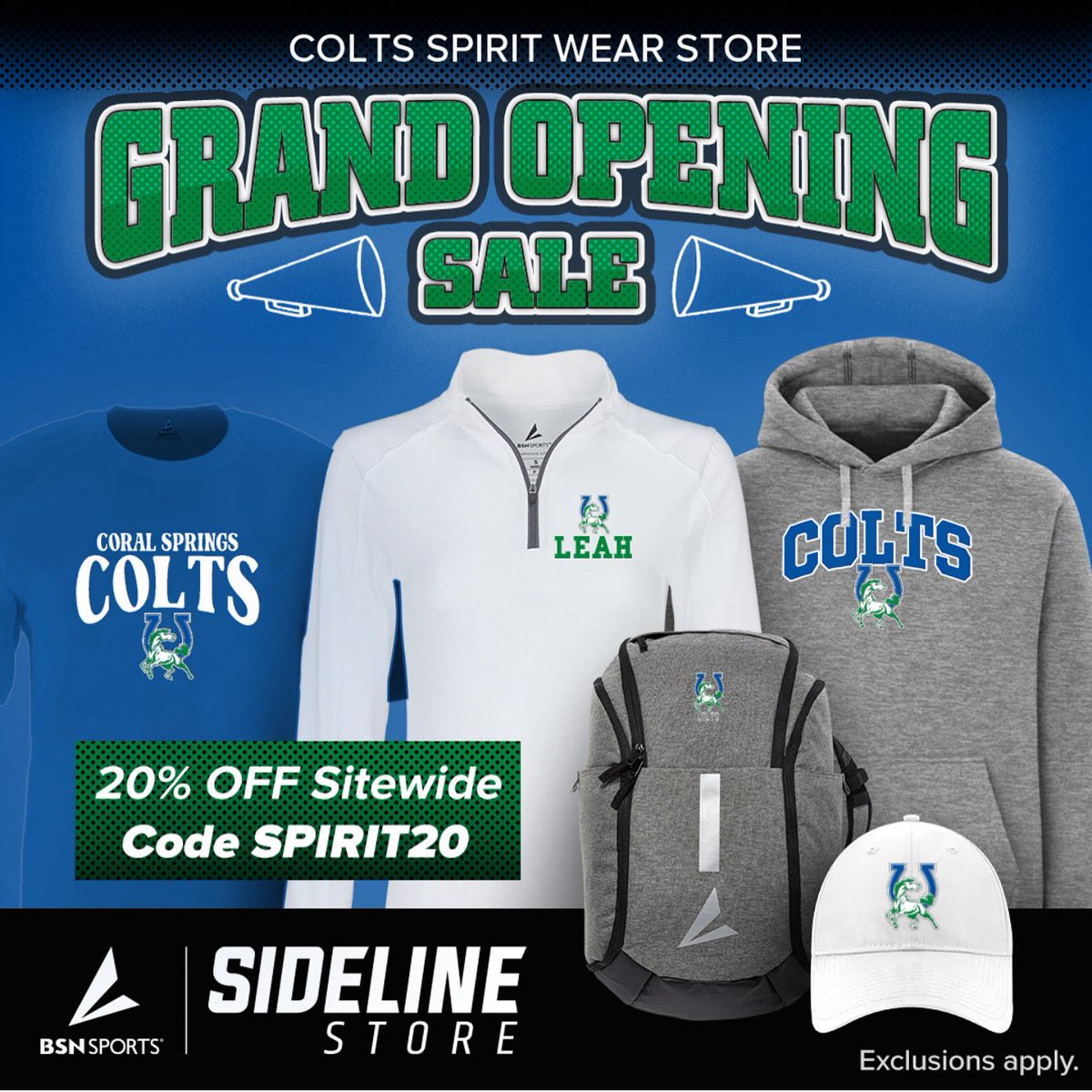 🎉 Celebrate the grand opening of our official CORAL SPRINGS HIGH SCHOOL store with 20% OFF custom tees, hoodies, joggers, hats &amp; more. Hurry—this sale won’t last long. 🙌 🥳 sideline.bsnsports.com/schools/florid…