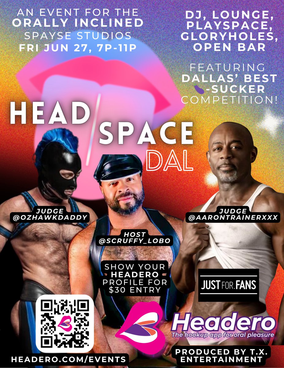 HEAD/SPACE by Headero (@headeroalt) on Twitter photo DALLAS - are u ready to drop a load after work?? 💦
👅Cum get nasty at HEAD/SPACE 👅
🍸 7p start+ OPEN BAR= Dallas’ sluttiest pregame
💦 Lounge, Playspace, GHs - 4th Fridays monthly
🤤 Dallas’ BEST Dicksucker Contest at 9p
🍆 Ft <a href="/Scruffy_Lobo/">Scruffy Lobo 🐺⛓️ San Diego July 25-28</a> <a href="/AaronTrainerXXX/">Aaron Trainer</a> <a href="/OzHawkDaddy/">OzDaddy_X</a> DALLAS - are u ready to drop a load after work?? 💦
👅Cum get nasty at HEAD/SPACE 👅
🍸 7p start+ OPEN BAR= Dallas’ sluttiest pregame
💦 Lounge, Playspace, GHs - 4th Fridays monthly
🤤 Dallas’ BEST Dicksucker Contest at 9p
🍆 Ft <a href="/Scruffy_Lobo/">Scruffy Lobo 🐺⛓️ San Diego July 25-28</a> <a href="/AaronTrainerXXX/">Aaron Trainer</a> <a href="/OzHawkDaddy/">OzDaddy_X</a>