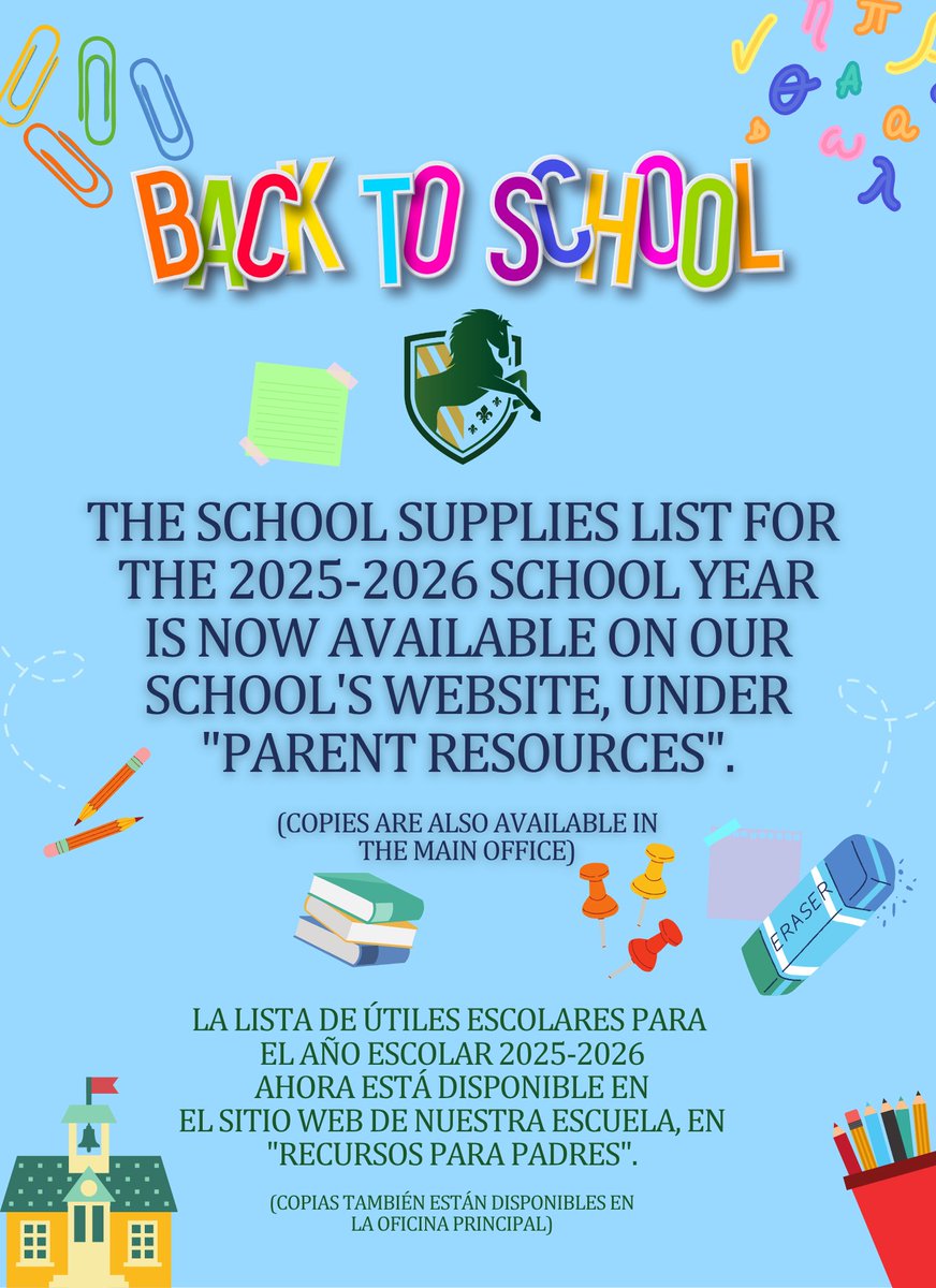MAMilamK8's tweet image. Attention #MilamFamily, your child's school supplies list is now available for the upcoming school year! 💚
🏫🎒✏️📓
#iammilam
#YourBestChoiceMDCPS
@MDCPS @SuptDotres @MDCPSNorth @aniteach @YeseniaAponte05 @RobertoAlonsoFL