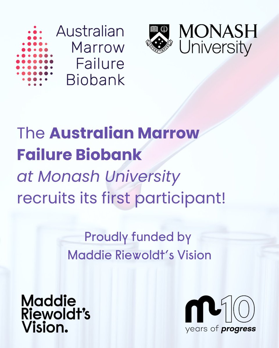 Maddie Riewoldt's Vision (@maddiesvision) on Twitter photo Weβre proud to announce that the Australian Marrow Failure Biobank (AMFB) at @monashuni, funded by Maddie Riewoldtβs Vision, has officially recruited its first participant! To find out more about this landmark initiative visit: loom.ly/T_NUtrg
#FightLikeMaddie Weβre proud to announce that the Australian Marrow Failure Biobank (AMFB) at @monashuni, funded by Maddie Riewoldtβs Vision, has officially recruited its first participant! To find out more about this landmark initiative visit: loom.ly/T_NUtrg
#FightLikeMaddie