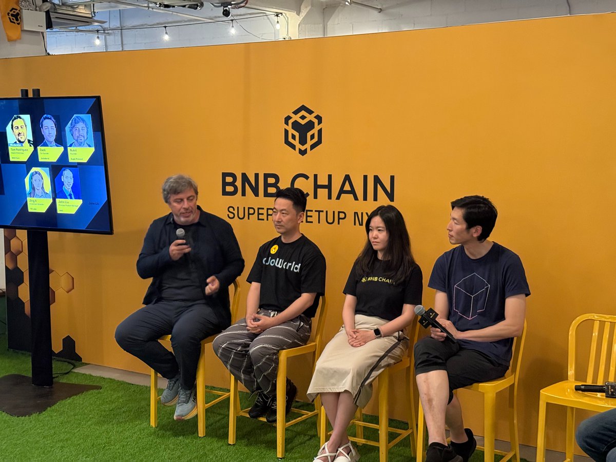 BNB Chain (@bnbchain) on Twitter photo Panel #2 at #BNBNYC! 🎙️
This time we're talking Blockchain & AI—Building the brains of Web3 with <a href="/awscloud/">Amazon Web Services</a> <a href="/JoJoWorld2022/">JoJoWorld</a> <a href="/super__protocol/">Super Protocol</a> & <a href="/yzilabs/">YZi Labs</a> Panel #2 at #BNBNYC! 🎙️
This time we're talking Blockchain & AI—Building the brains of Web3 with <a href="/awscloud/">Amazon Web Services</a> <a href="/JoJoWorld2022/">JoJoWorld</a> <a href="/super__protocol/">Super Protocol</a> & <a href="/yzilabs/">YZi Labs</a>