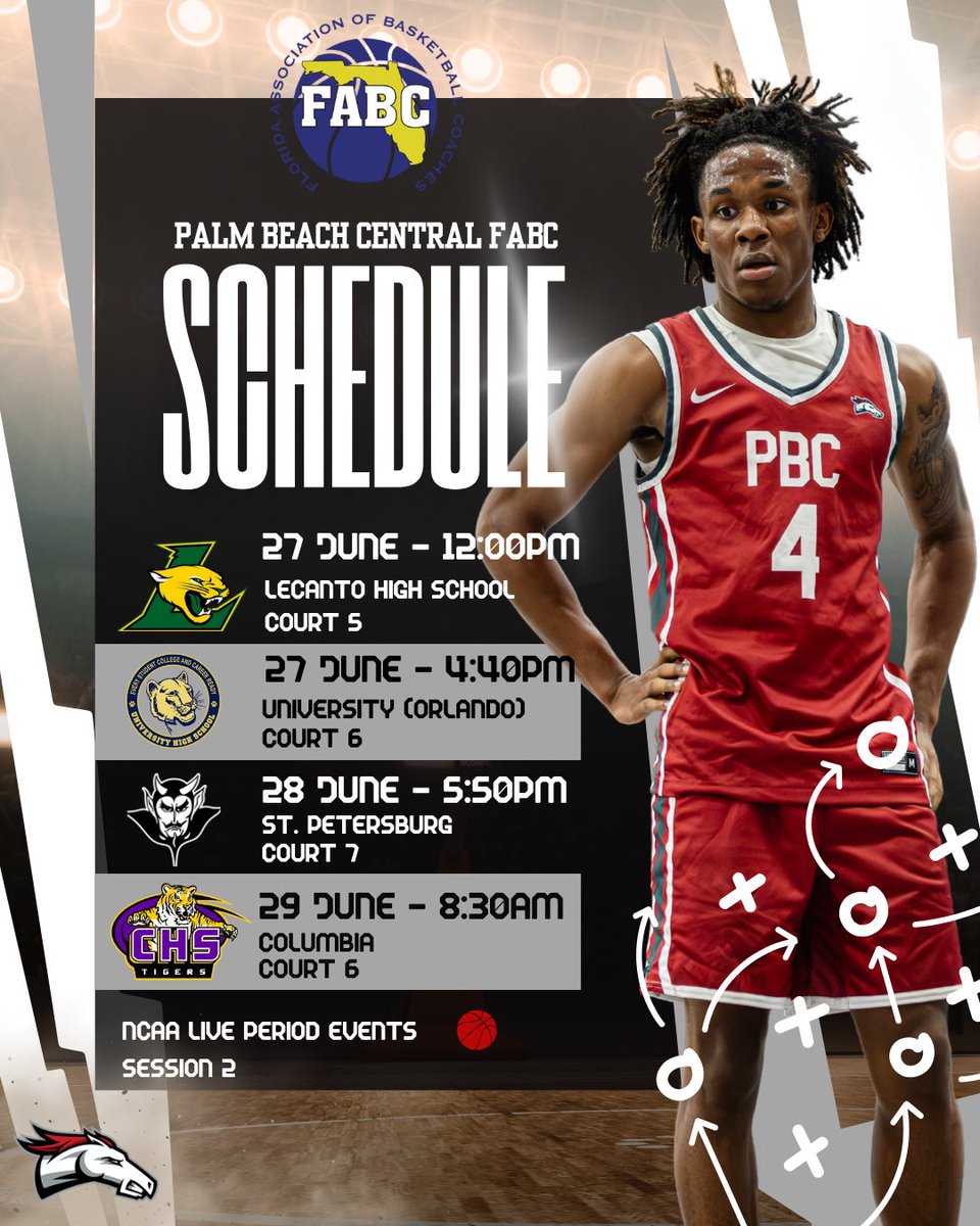 PalmBeachCentralBasketball (@pbcentralbball) on Twitter photo Schedule for this weekend at the <a href="/FABCHoops/">FABC Hoops</a> Boys Showcase Session 2 in Gainesville. #BroncoDNA 🐴🐴🐴
<a href="/SourceHoops/">Source Hoops</a> <a href="/Realhoops_FL/">Realhoops</a> <a href="/PBCBBallForum/">#PBCHOOPS</a> <a href="/prephoopsfl/">Prep Hoops Florida</a> <a href="/RossVDG14/">Ross Van De Griek</a> <a href="/highlevelhoops_/">High Level Hoops</a> <a href="/BroncosPBCHS/">Broncos_PBCHS</a> <a href="/_proinsight/">Pro Insight</a> Schedule for this weekend at the <a href="/FABCHoops/">FABC Hoops</a> Boys Showcase Session 2 in Gainesville. #BroncoDNA 🐴🐴🐴
<a href="/SourceHoops/">Source Hoops</a> <a href="/Realhoops_FL/">Realhoops</a> <a href="/PBCBBallForum/">#PBCHOOPS</a> <a href="/prephoopsfl/">Prep Hoops Florida</a> <a href="/RossVDG14/">Ross Van De Griek</a> <a href="/highlevelhoops_/">High Level Hoops</a> <a href="/BroncosPBCHS/">Broncos_PBCHS</a> <a href="/_proinsight/">Pro Insight</a>