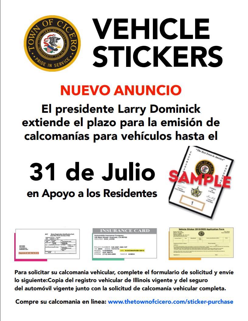 📢 President Larry Dominick has extended the vehicle sticker deadline to July 31, 2025 to support residents during this extreme heat.

Skip the line—buy online anytime:
👉 thetownofcicero.com/sticker-purcha…
Thank you for your patience, Cicero! 💙
#CiceroIL #VehicleStickers #CommunitySupport