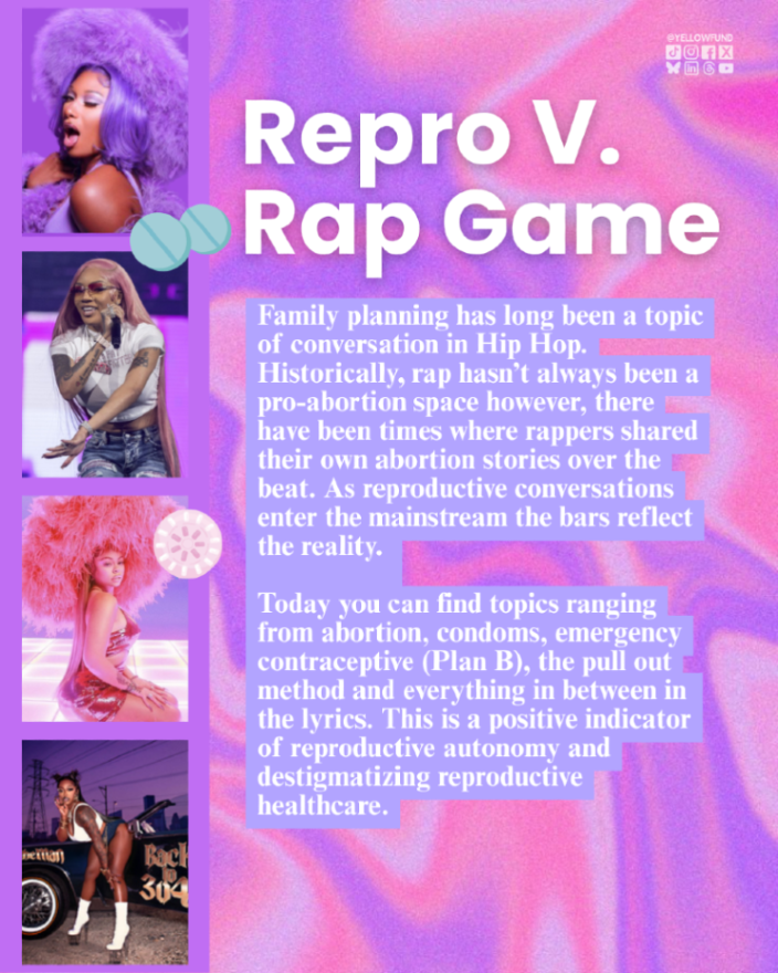 Abortion Should Be Free (@yellowfund) on Twitter photo Where many genres have distanced themselves from the topics of sex, sexuality, and reproduction rap has made a lane for itself. As a movement, we should be looking to the pioneers of reproductive culture change and working with them to push the narrative. Where many genres have distanced themselves from the topics of sex, sexuality, and reproduction rap has made a lane for itself. As a movement, we should be looking to the pioneers of reproductive culture change and working with them to push the narrative.