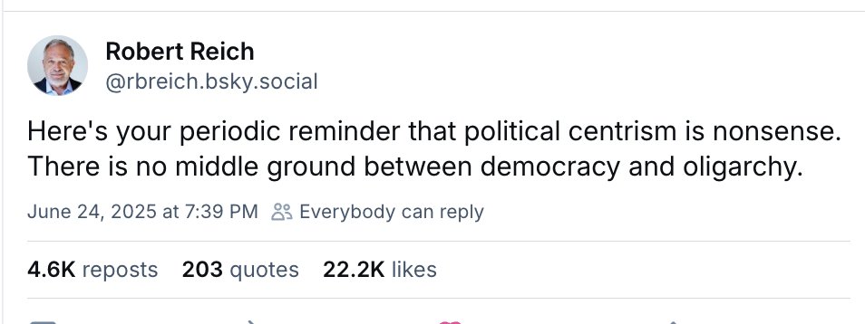 BC doesn't need another "centrist" (whatever imaginary place that is) party. Both Green MPs Jeremy Valeriote and Rob Botterell have described themselves as centrists. When even Bill Clinton's Labor Secretary is mocking centrism now, what are we doing here in BC?