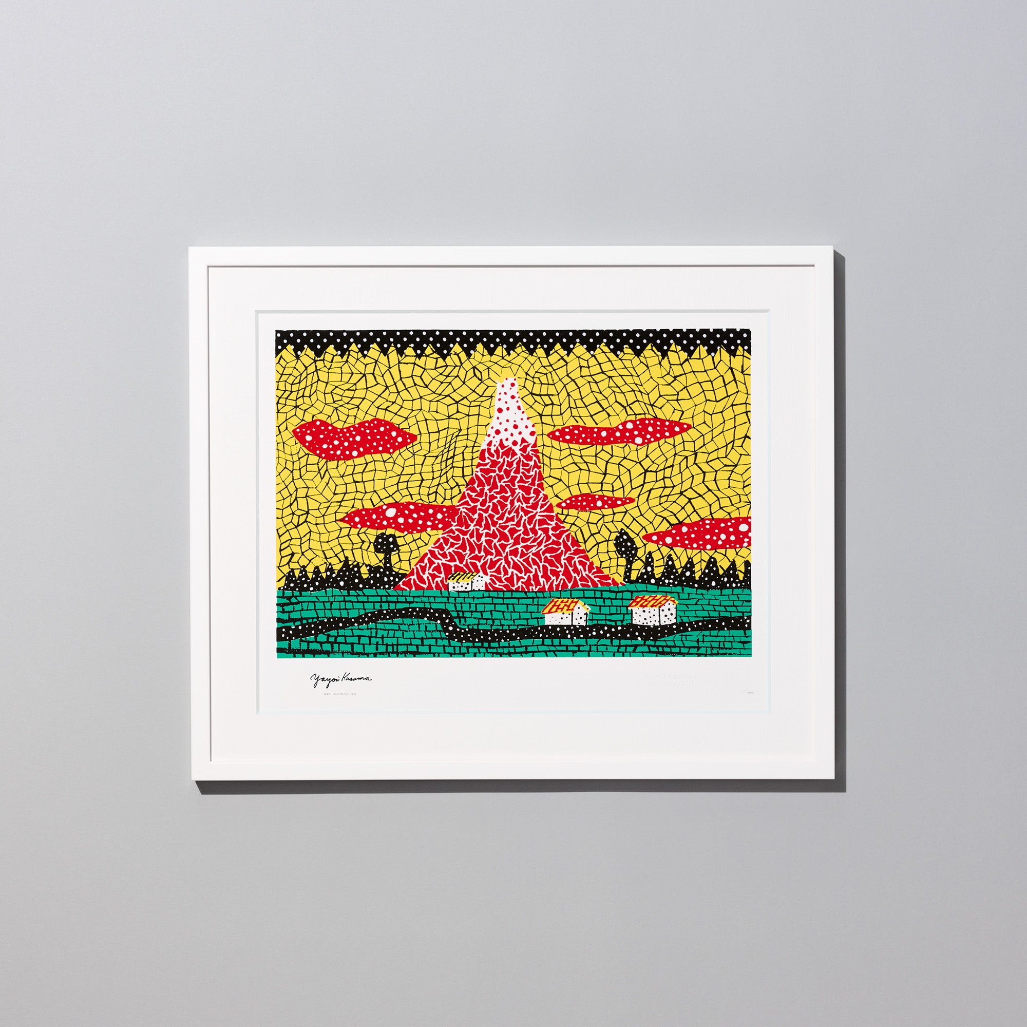z*茶様 草間彌生　海　リトグラフ　版画　額装　 　作品証明付　エンボス印有　真 z*茶様 草間彌生 海 リトグラフ 版画 額装 作品証明付 エンボス