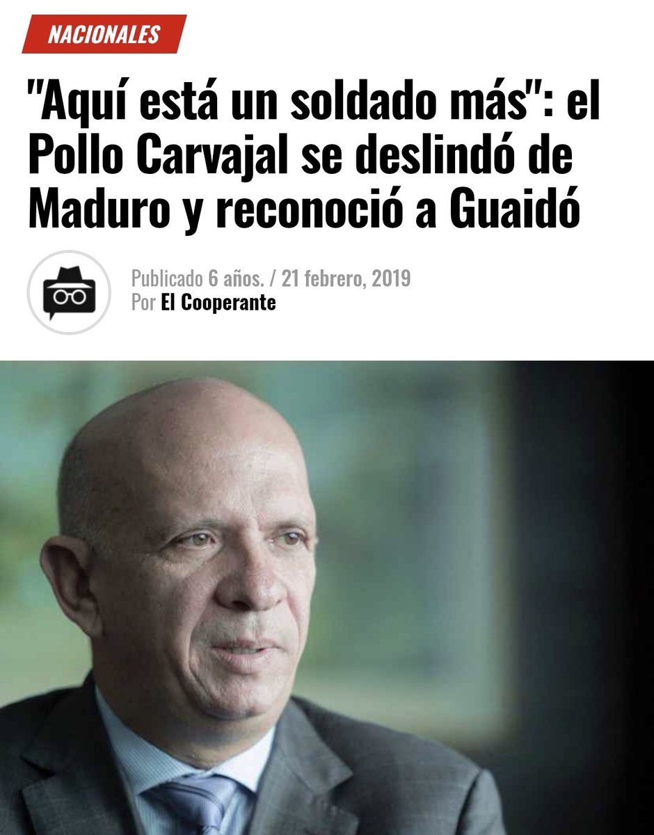 🇻🇪🇺🇸 Dejen de estar diciendo que el pollo Carvajal es del Chavismo.

Ese bicho traidor es de ustedes y si esta preso Guaidó sabe porque..