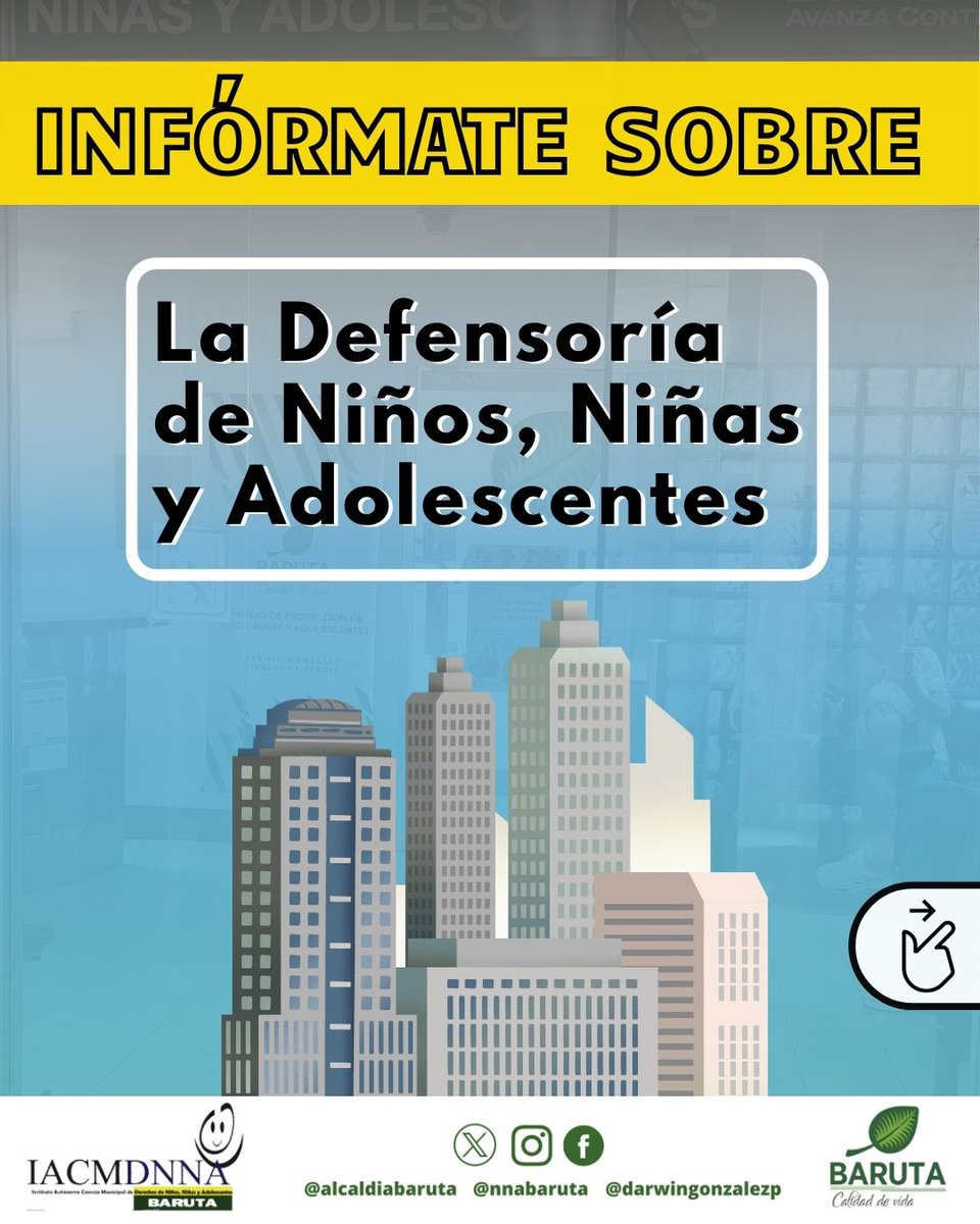 nnabaruta's tweet photo. ¡Infórmate sobre la Defensoría de Niños, Niñas y Adolescentes!

🔗para mas información visite el link: https://t.co/VrRxZqFcZD
#InformaciónParaTi #defensoria #alcaldia #niños #niñas #adolescentes #Baruta #Caracas https://t.co/Xhq5ORKFUS