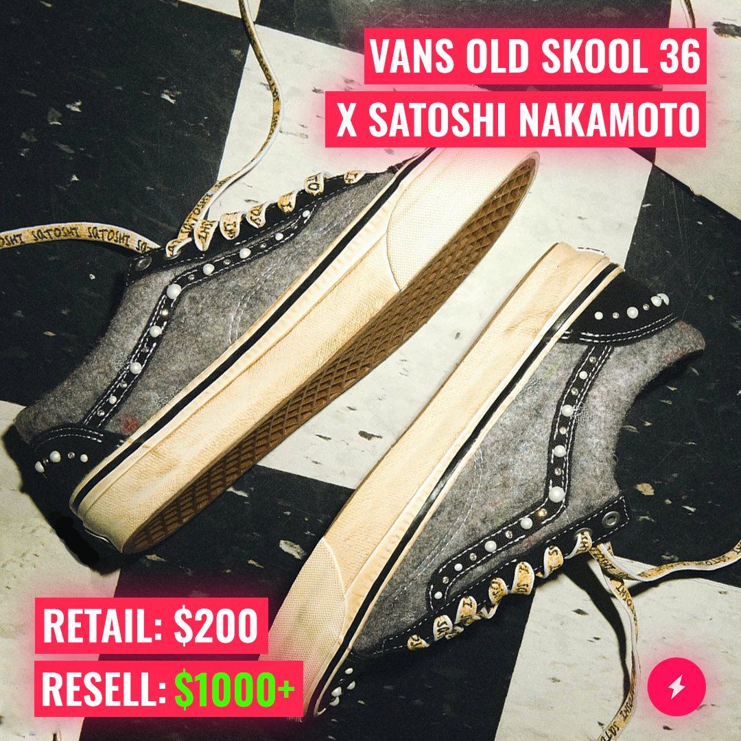This sneaker flip was off the wall! 🛹 

Vans is back with another Old Skool 36 collaboration with California brand Satoshi Nakamoto. 👟

After selling out in SECONDS pairs have reached a market value of over $1,000 each... 🤯  

Find more limited sneaker flips like this and