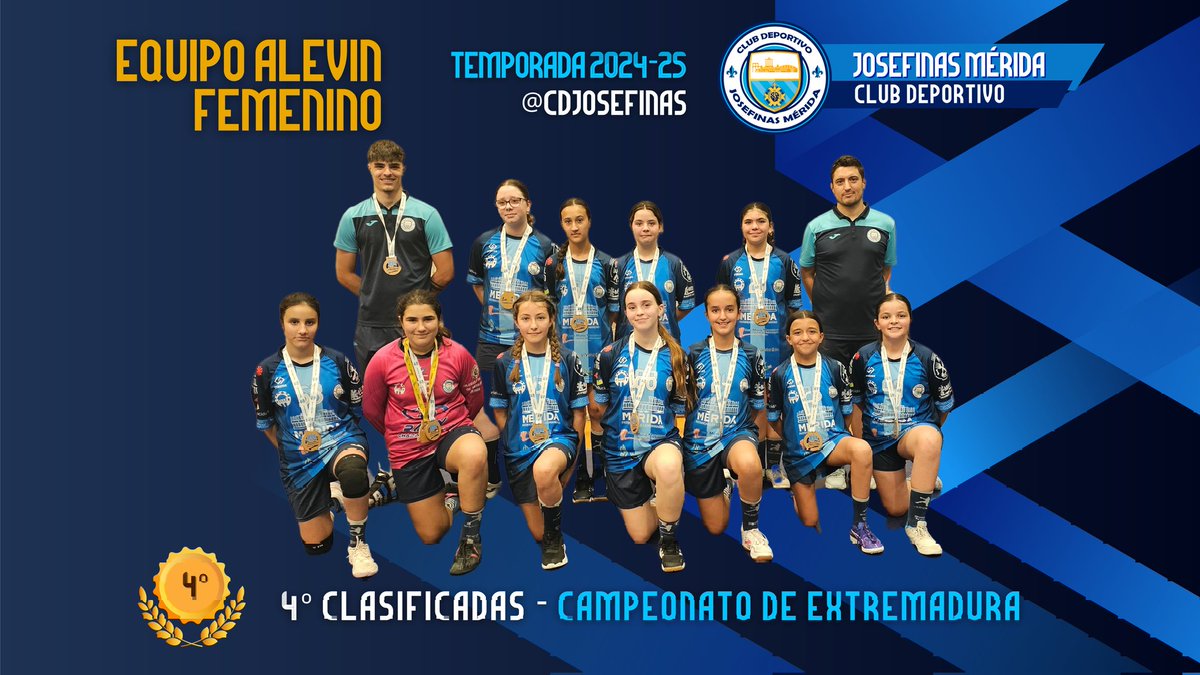🏐 Foto Plantilla Equipo Alevín Femenino
🤾‍♂️ Club Deportivo Josefinas Merida
🗓 Temporada 2024-25
💙 #FUERZAYHONOR 🤍