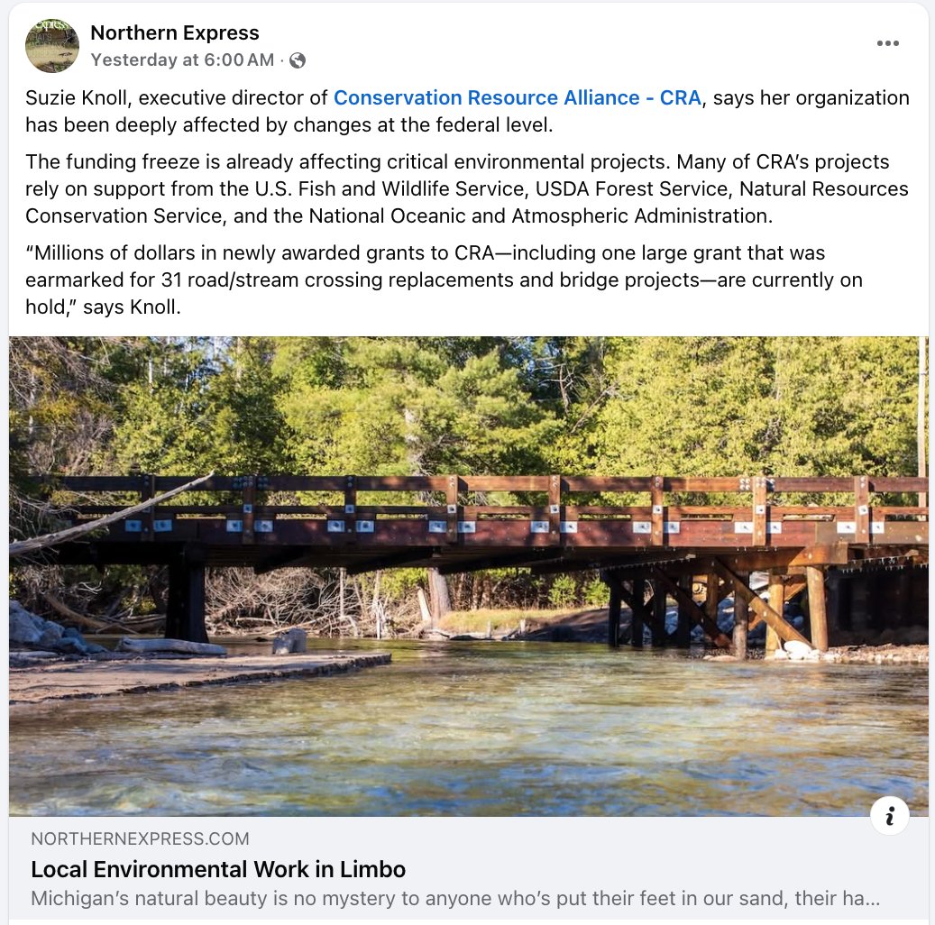 RenBrabenec's tweet image. In my latest for @NE_Weekly I checked in with Michigan nonprofits like Conservation Resource Alliance and @NMEAC1 to find out how federal actions impact local environmental concerns.
northernexpress.com/news/feature/l…