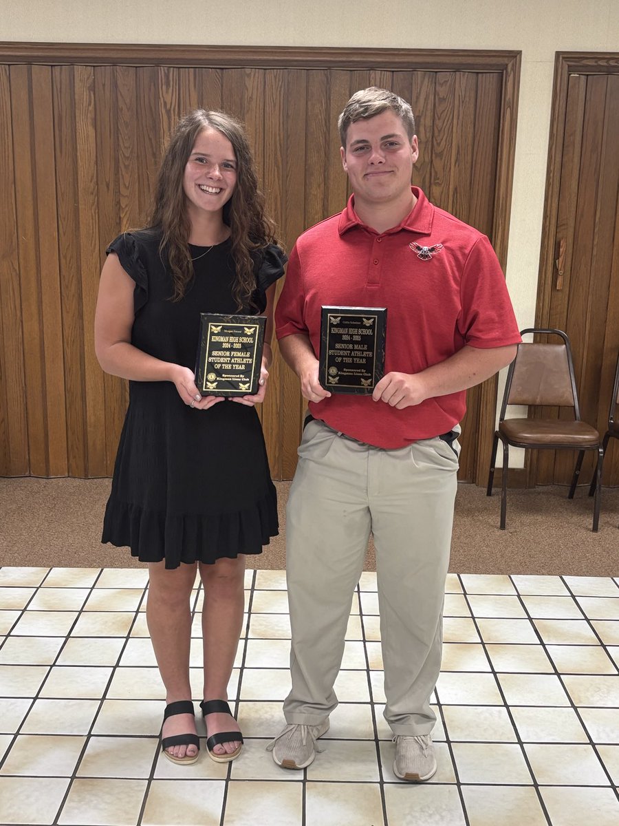 The Kingman Lions Club recognized two great student athletes.  2025 KHS Athlete’s of the Year are Morgan Freund and Collin Schreiner.  Congratulations!!