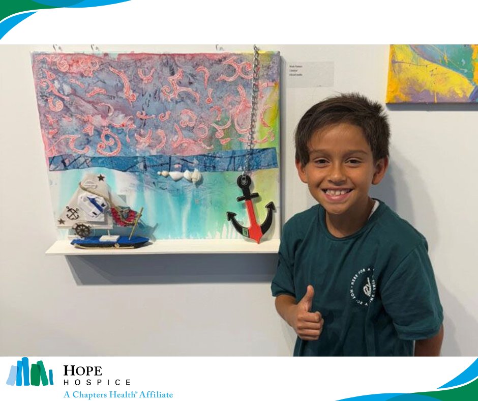 Chapters_Health's tweet photo. .@HopeHCS, a proud Chapters Health affiliate, partnered with Sanibel Big Arts &amp; Lee Health for the 3rd annual Art as Therapy exhibit, featuring Kids Care, hospice &amp; bereavement artwork. So proud of Griffin, Giselle, Noah &amp; Miranda for honoring their loved ones. https://t.co/ONgeCPQtDb