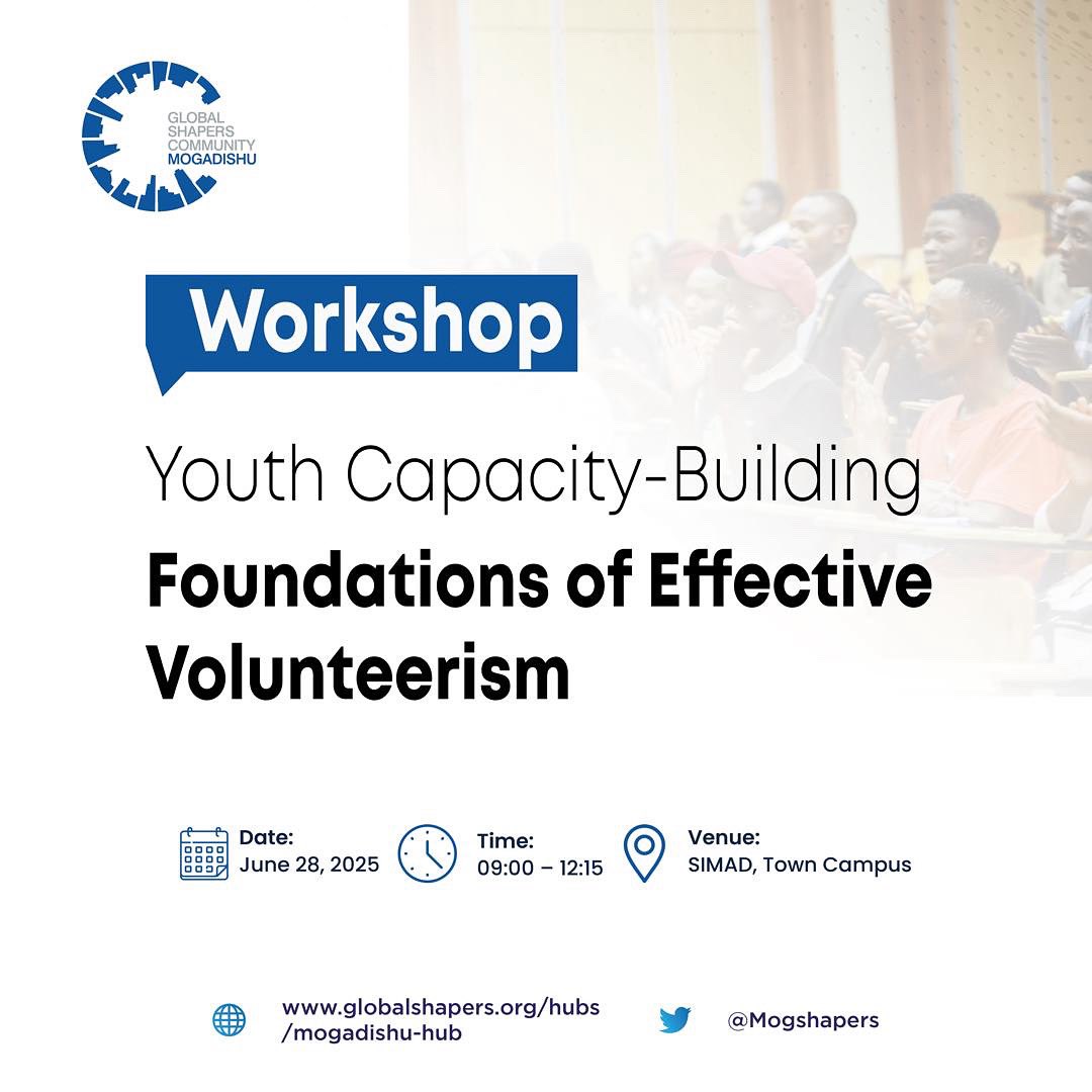 We’re excited to launch our Youth Capacity Building - Foundations of Effective Volunteerism workshop — empowering Mogadishu’s next generation of changemakers! Save the date 🇸🇴 #MogadishuShapers #YouthInAction