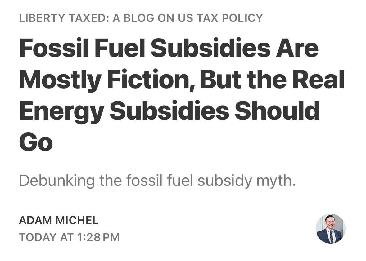 Congressman Josh Brecheen (@repbrecheen) on Twitter photo Excellent post by <a href="/adamnmichel/">Adam Michel</a> on which energy subsidies receive the lion’s share of money from the government. My long held position has been there should be no subsidization and that the free market alone should dictate energy utilization. The lack of truthful analysis around Excellent post by <a href="/adamnmichel/">Adam Michel</a> on which energy subsidies receive the lion’s share of money from the government. My long held position has been there should be no subsidization and that the free market alone should dictate energy utilization. The lack of truthful analysis around