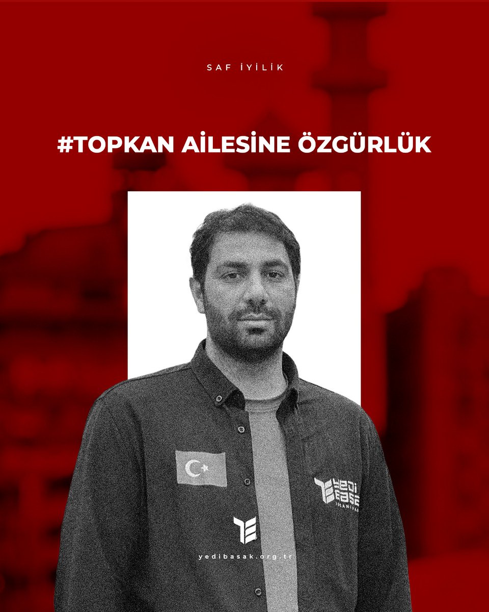 📍Gazze’ye umut götüren bir baba, şimdi hücrede!
Ali Rıza Topkan ve ailesine sahip çık Türkiye!
Susarsak, yardım yolları da kapanacak…

#YardımYoluAçılsın #TopkanAilesineÖzgürlük