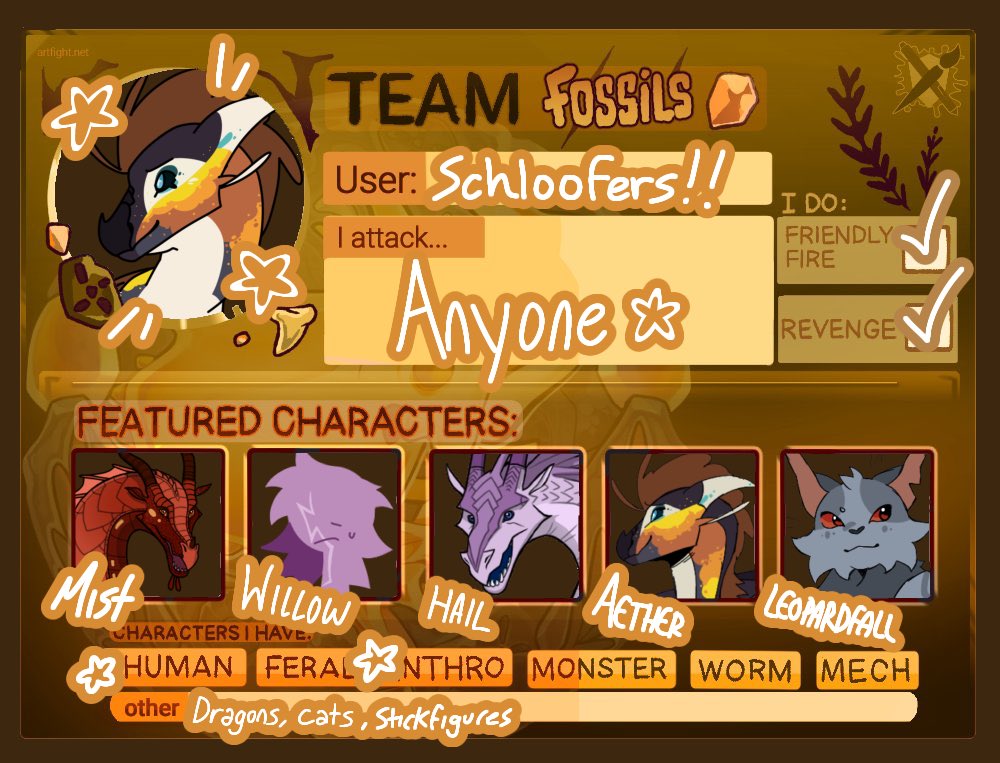 schlooofers's tweet image. Btw I do art fight sometimes, although Imm struggling to update refs with the site acting up lol