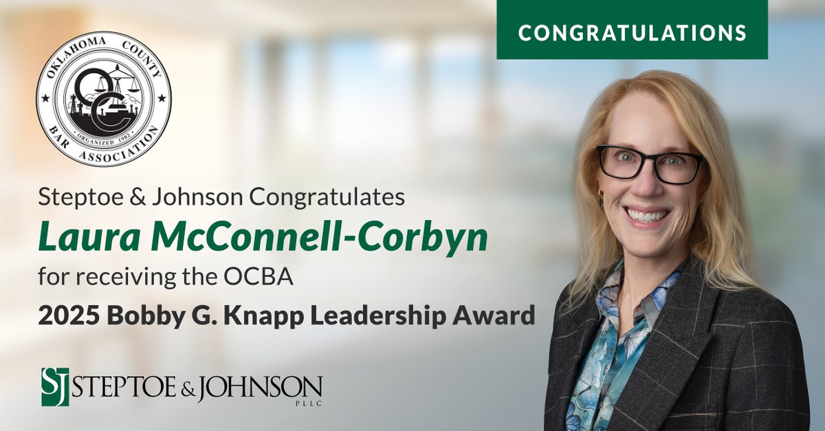 Congratulations to Laura McConnell-Corbyn for receiving the 2025 Bobby G. Knapp Leadership Award from the OCBA. This award is presented to an attorney for sustained and effective leadership, distinguished by stewardship reflecting the highest values of the legal community.