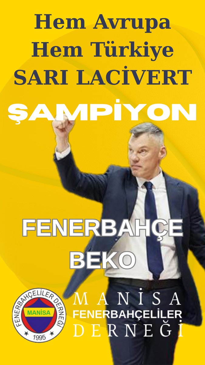 ManisaFBD's tweet photo. Türkiye Sigorta Basketbol Süper Ligi ŞAMPİYONU FENERBAHÇE BEKO 💙💛💙💛 https://t.co/wacySkhefY