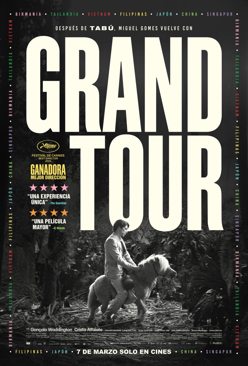 Recibió el premio a Mejor director en Cannes, y ahora el 𝘎𝘳𝘢𝘯𝘥 𝘛𝘰𝘶𝘳 de 𝗠𝗶𝗴𝘂𝗲𝗹 𝗚𝗼𝗺𝗲𝘀 ya se puede ver en <a href="/Filmin/">Filmin</a> después de su estreno en cines vía <a href="/Avaloncine/">Avalon</a> 

📝 cinemaldito.com/grand-tour-mig…
🗨️ <a href="/maties_tp/">Maties!</a>