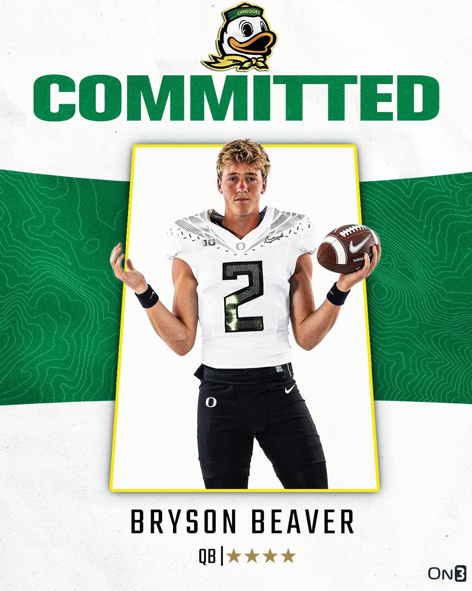 Max Torres (@mtorressports) on Twitter photo QUAAACK: 2026 4-Star Vista Murrieta (Calif.) quarterback Bryson Beaver commits to Oregon. 
Will Stein and the Ducks go into Southern California to land the former Boise State commit and Elite 11 finalist.
Story: on3.com/teams/oregon-d… (FREE) QUAAACK: 2026 4-Star Vista Murrieta (Calif.) quarterback Bryson Beaver commits to Oregon. 
Will Stein and the Ducks go into Southern California to land the former Boise State commit and Elite 11 finalist.
Story: on3.com/teams/oregon-d… (FREE)