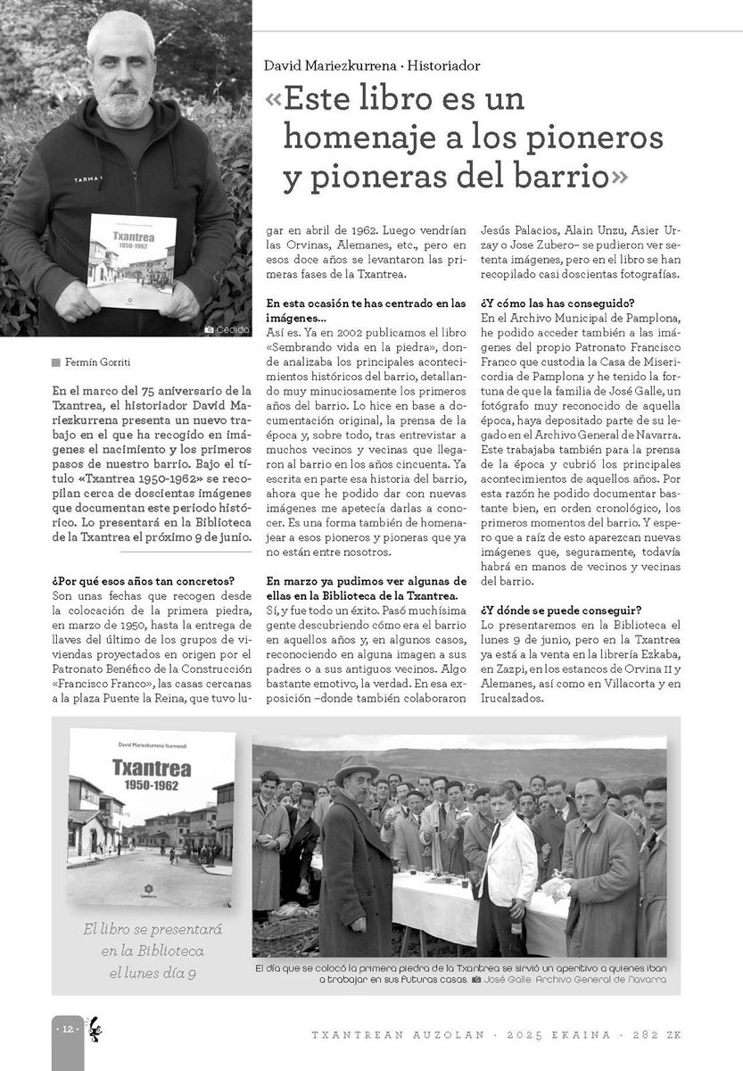 "Txantrea 1950-1962", de David Mariezkurrena, en la revista <a href="/TxAuzolan/">Txantrean Auzolan</a> de este mes.