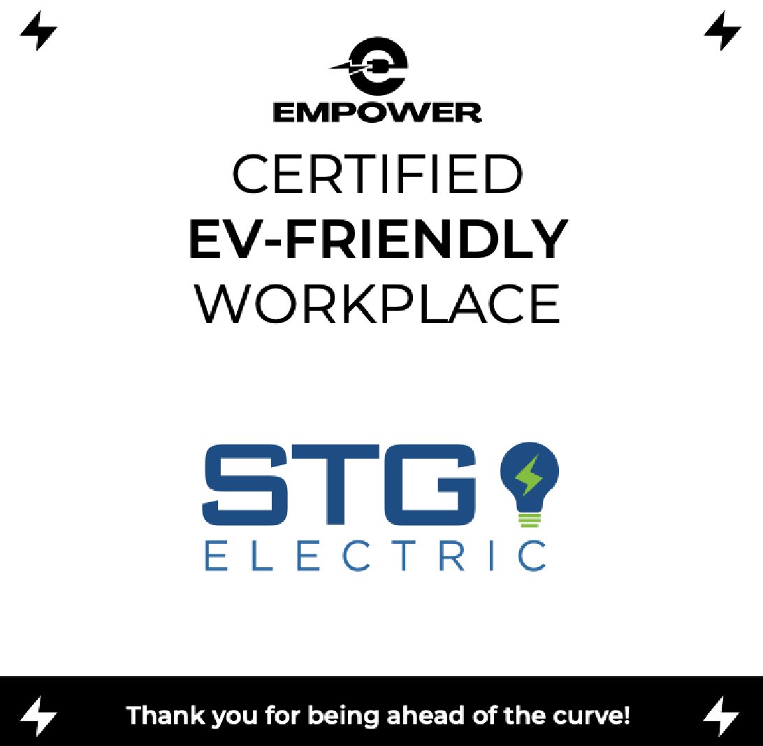 We’re proud to recognize STG Electric Services for leading the charge in workplace #EV charging through The #EMPOWER Project!

In March 2024, they installed 2 Level 2 chargers at their Macedonia facility—offering free charging to employees.👏
 #WorkplaceCharging #Sustainability