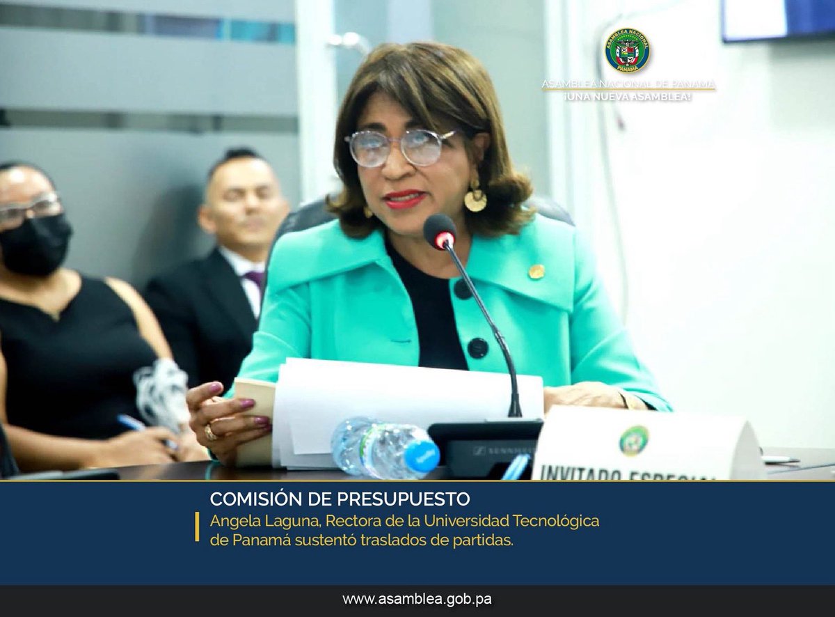 Asamblea Nacional (@asambleapa) on Twitter photo Angela Laguna, Rectora de la <a href="/utppanama/">UTP Panamá</a>, sustentó traslados de partidas por B/.8.8 millones para limpieza de aires acondicionados del campus central, instalación de techos en diversos centros regionales del país, entre otros. Estos fondos fueron aprobados por la comisión. Angela Laguna, Rectora de la <a href="/utppanama/">UTP Panamá</a>, sustentó traslados de partidas por B/.8.8 millones para limpieza de aires acondicionados del campus central, instalación de techos en diversos centros regionales del país, entre otros. Estos fondos fueron aprobados por la comisión.