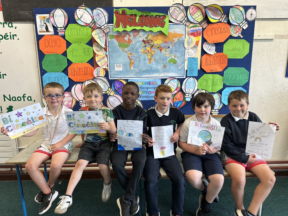 Congrats to our “ Bi Cinealta “ Anti bullying poster winners!These boys posters all form the backbone of our new “ Bi Cinealta “child friendly posters. Tks teachers + Mr Cunningham for organising the comp and the boys all won a €15 voucher to the lovely EMMAs cafe 🍰 ❤️