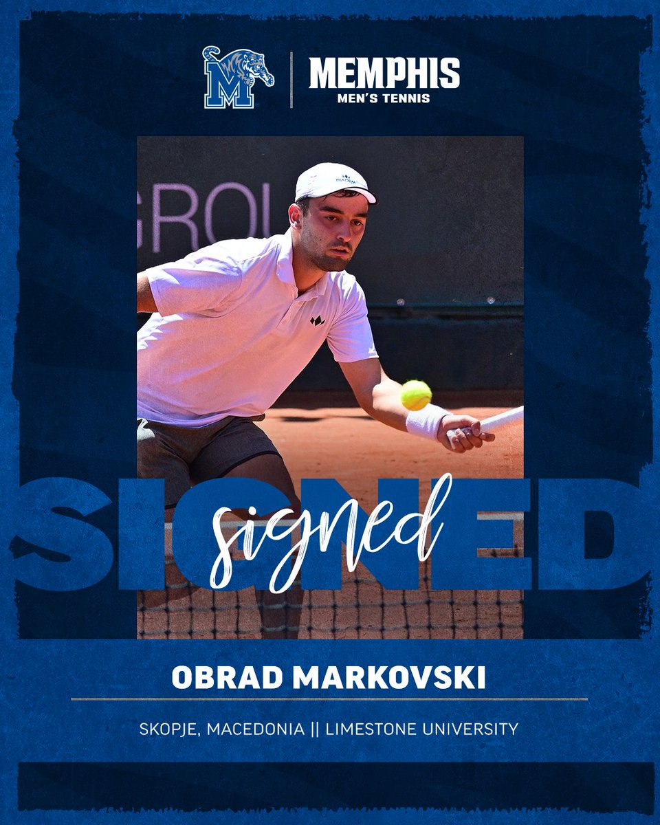 UofMTennis's tweet image. Welcome to the 901 Obrad!
๐น Davis Cup competitor for Macedonia
๐น No. 1 position at Limestone
๐น 12-1 record in 2024-25 season
#GoTigersGo