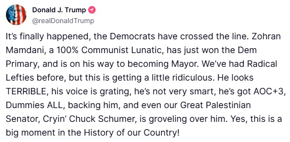 Donald J. Trump Truth Social 06.25.25 03:10 PM EST