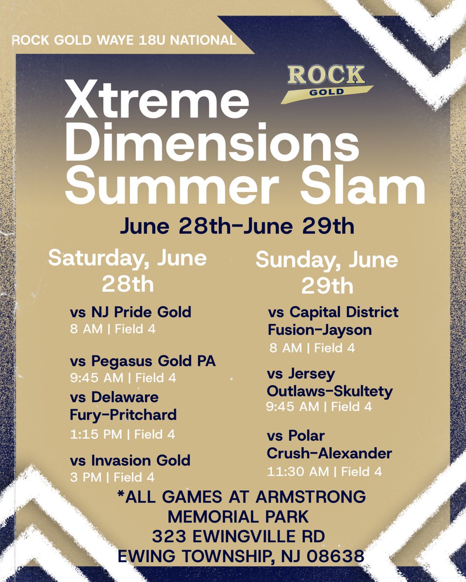 KKeil2027's tweet photo. Schedule drop for this weekend in New Jersey!! @RockGoldWaye @MorganRoyer @CoachVUCONN @bridgetorchard @GLuety @coach_crowell https://t.co/8m6vLhmkjW