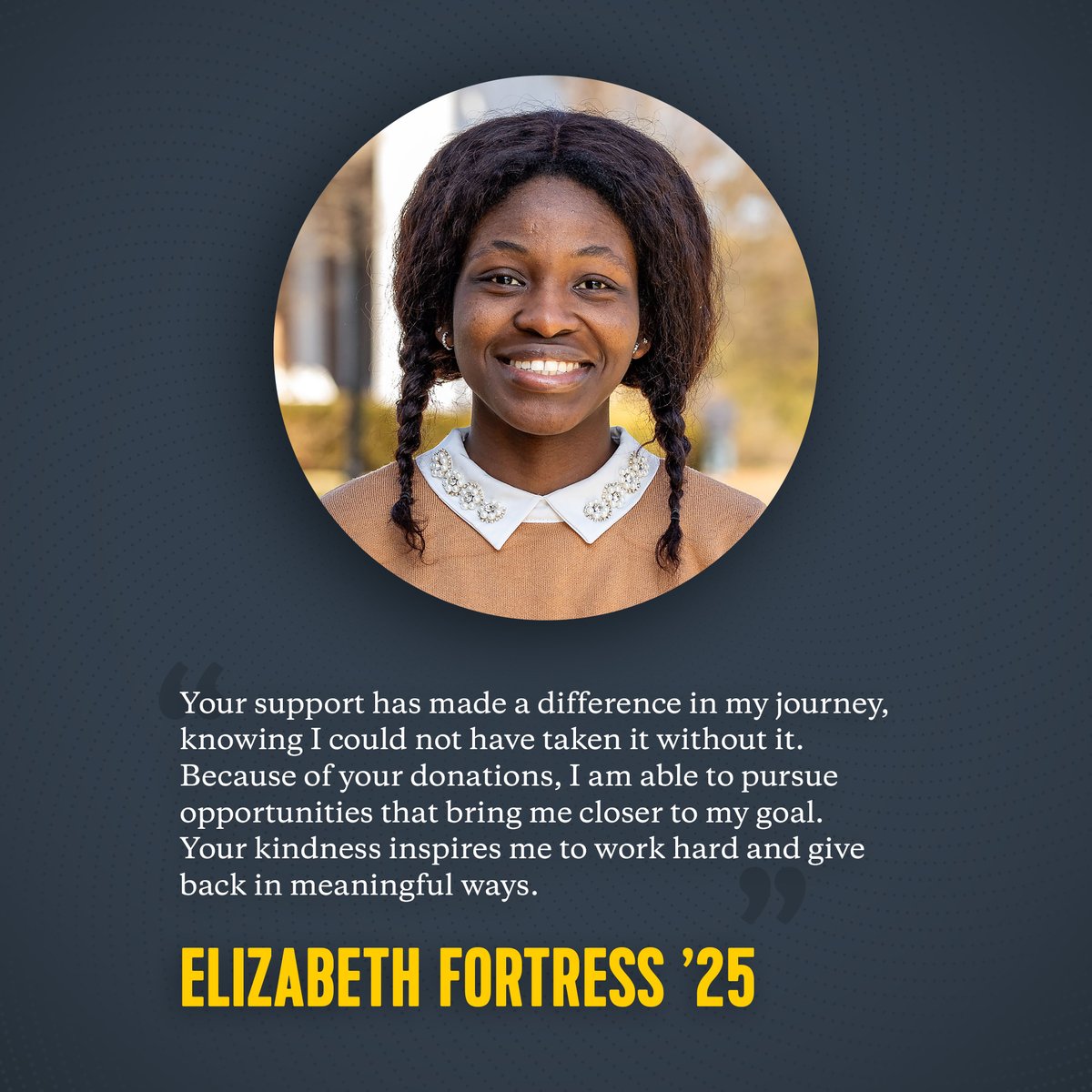 CentreAlumni's tweet image. When you support Centre, you empower students like Elizabeth to pursue their dreams with confidence. Your gift helps unlock opportunities and shape brighter futures. Make a difference today — and be part of their success story! givecampus.com/sqjqm4