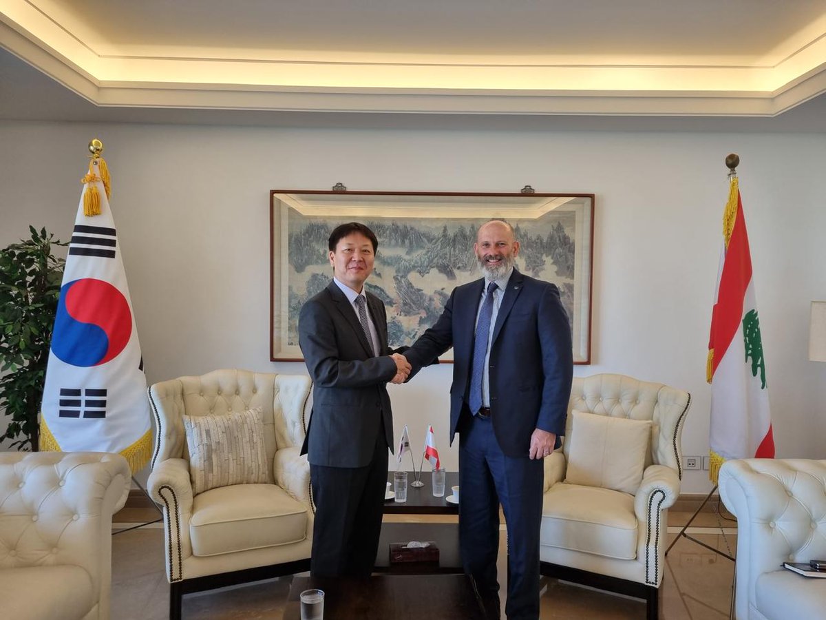 mfjhollingworth's tweet image. 🤝 Productive first meeting with H.E. Ambassador Gyusuk Geon of the Republic of Korea 🇰🇷.
We discussed our long-standing partnership & opportunities to expand collaboration on school meals, livelihoods, and support for vulnerable communities across #Lebanon.
@Koreainlebanon