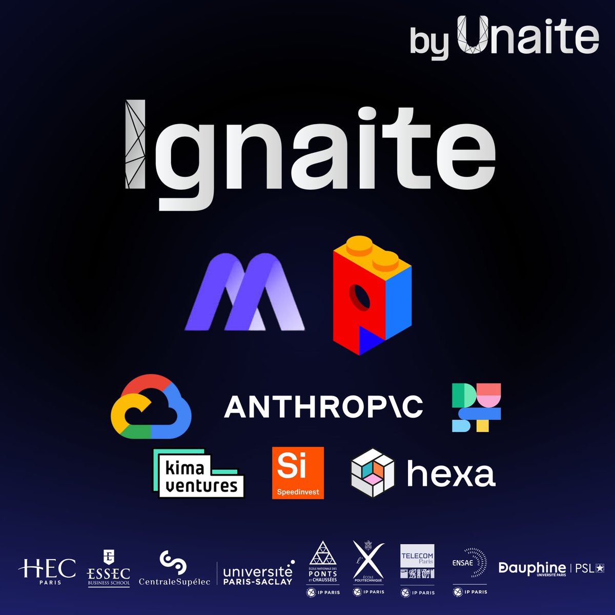 Unaite (@unaitefr) on Twitter photo Unaite’s AI startup accelerator program Ignaite hosted its demo day on June 17 at Assemblée Nationale, with support from MP <a href="/midy_paul/">Paul Midy</a>.
Huge thank you to our partners <a href="/kimaventures/">Kima Ventures</a> (<a href="/2lr/">Jean de La Rochebrochard</a>), <a href="/googlecloud/">Google Cloud</a>, <a href="/AnthropicAI/">Anthropic</a>, <a href="/DustHQ/">Dust</a>, <a href="/joinhexa/">Hexa</a>, <a href="/speedinvest/">Speedinvest</a>. Unaite’s AI startup accelerator program Ignaite hosted its demo day on June 17 at Assemblée Nationale, with support from MP <a href="/midy_paul/">Paul Midy</a>.
Huge thank you to our partners <a href="/kimaventures/">Kima Ventures</a> (<a href="/2lr/">Jean de La Rochebrochard</a>), <a href="/googlecloud/">Google Cloud</a>, <a href="/AnthropicAI/">Anthropic</a>, <a href="/DustHQ/">Dust</a>, <a href="/joinhexa/">Hexa</a>, <a href="/speedinvest/">Speedinvest</a>.