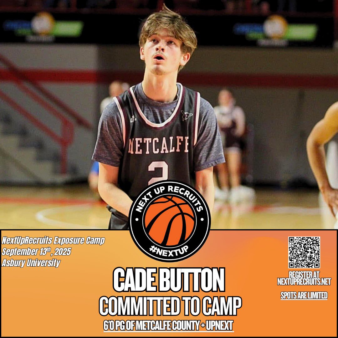 NextUpRecruits's tweet photo. 2026 - 6’0 PG Cade Button (@cadebb1234) of Metcalfe County (KY) / @UpNext_AAU has registered for our Exposure Camp at Asbury U on September 13th. 

Register Here: https://t.co/2TpwBnDEA1 https://t.co/7x5aNiRUr7