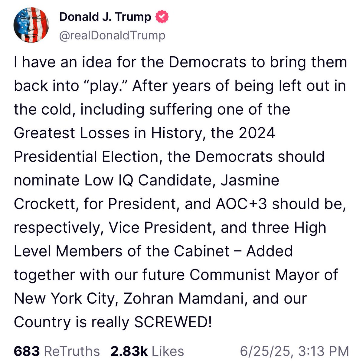 Oh FUCK NO HE DID NOT JUST INCREASE HIS ATTACKS AGAINST MAMDANI! 

Oh FUCK NO