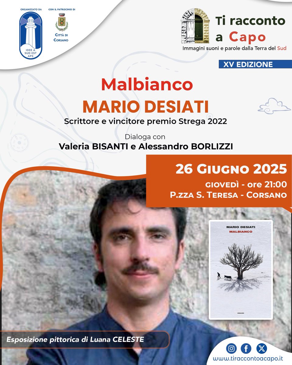 Domani a #Corsano con Mario #Desiati