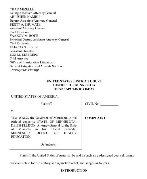 BREAKING 🚨 Trump’s DOJ is suing Tim Walz and Minnesota for giving illegals discounted tuition…

This is PROOF that Time Walz puts Americans last 

LOCK HIM UP