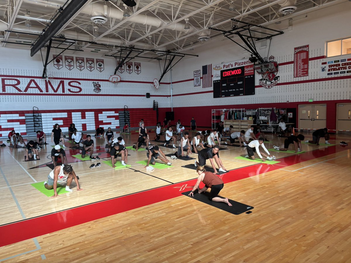 Day 2! 100-20yd ladders on the turf. Then finished it off with Yoga w/ Ms. Sherry!