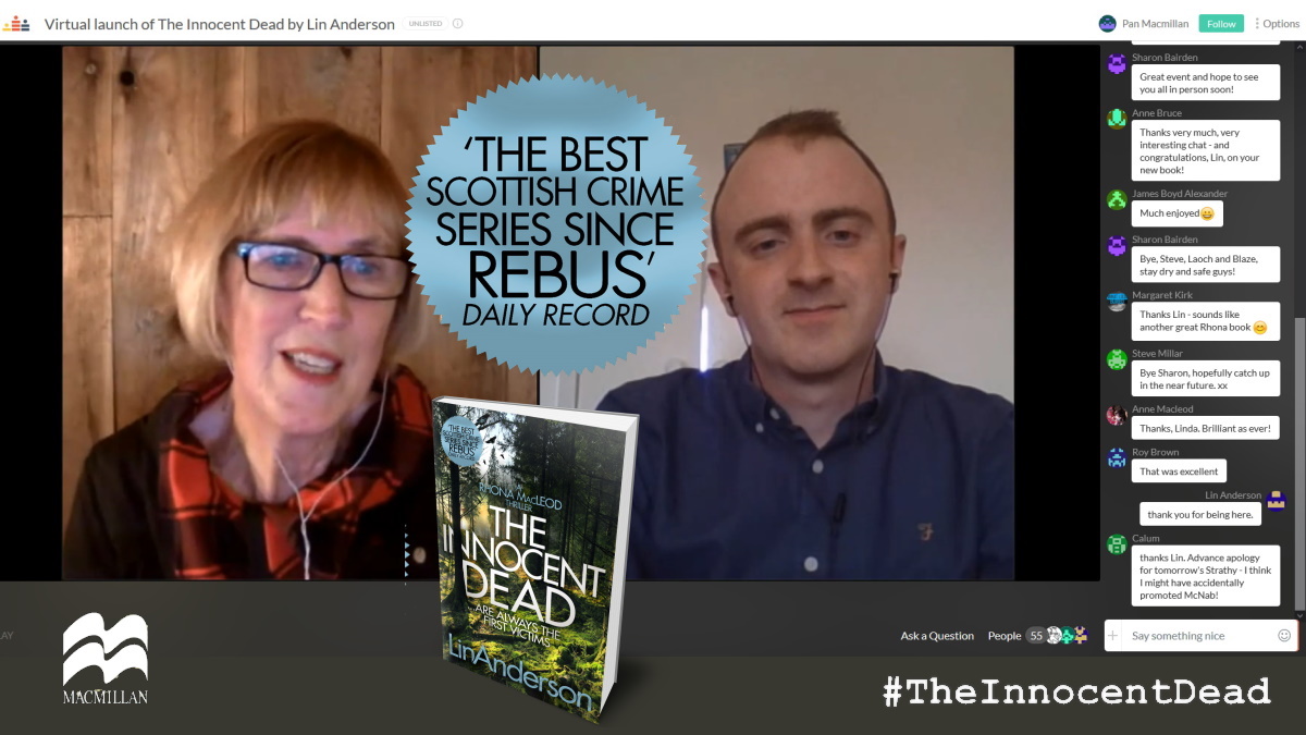 THE INNOCENT DEAD - The virtual book launch event for Forensic Scientist Dr Rhona MacLeod book 15 is available to watch online: bit.ly/TIDcrowdcast   #TheInnocentDead #BloodyScotland #LinAnderson #Thriller #CrimeFiction