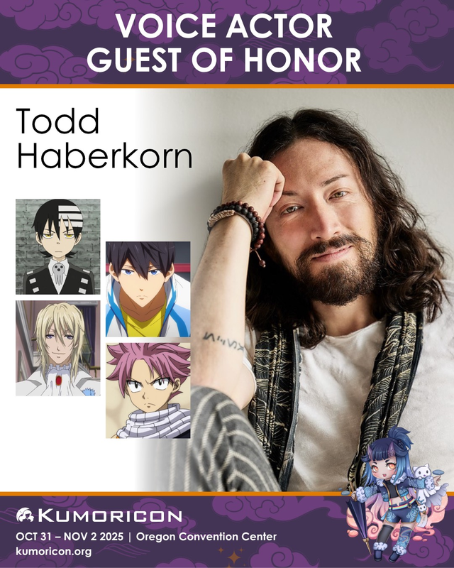kumoricon's tweet image. Todd Haberkorn is coming to Kumoricon 2025! His voice work covers a wide spectrum of mediums in the voice over world including film, animation, commercials, anime, podcasts, video games, and beyond.