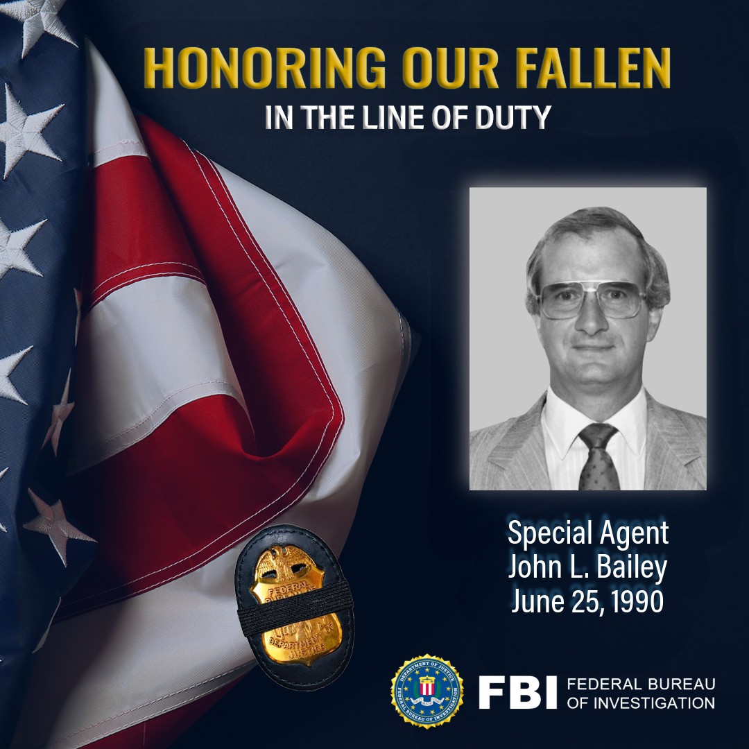 Wall of Honor: On June 25, 1990, Special Agent John L. Bailey was shot and killed during an attempted robbery of a Las Vegas bank. Bailey served with the U.S. Marine Corps in Vietnam, and earned two Bronze stars. He entered on duty with the FBI in 1969. fbi.gov/history/wall-o…
