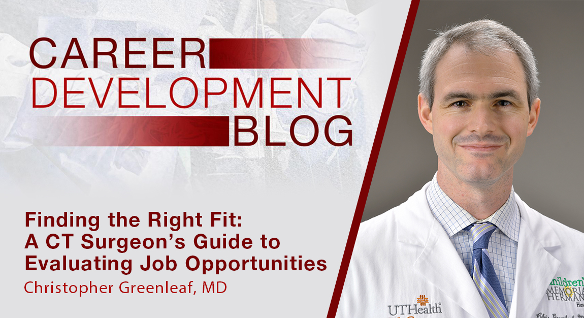 Choosing your job or next move as a CT surgeon is about more than the salary. In this article, Dr. Christopher Greenleaf, @UT Health Houston, shares tips on mentorship, institutional support, &amp; culture. ow.ly/viBG50WfJzH #CTCareers #CTsurgery