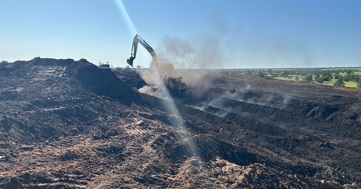 The Division of Reclamation, Mining and Safety is 1/3 of the way through Phase 1 of the Corley Mine Surface Burn Mitigation project. Crews have completed the isolation trench and are now excavating hot coal refuse. Cooling and blending methods adapt daily. bit.ly/44MCKhb